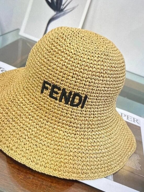 Fendi Classic Logo Woven Straw Sun Hat main image 4